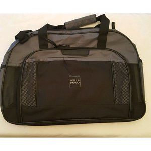 Wells Fargo Vented Gym Tote Travel Bag 18" Black Gray Shoulder Hand Straps